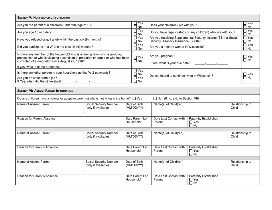 Form DCF-F-DWSP2471 Wisconsin Works (W-2) and Related Programs Application - Wisconsin, Page 3