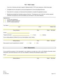 Form PA-77 Intent to Apply for Medicaid and/or K-Tap (Cash Assistance) - Kentucky, Page 2
