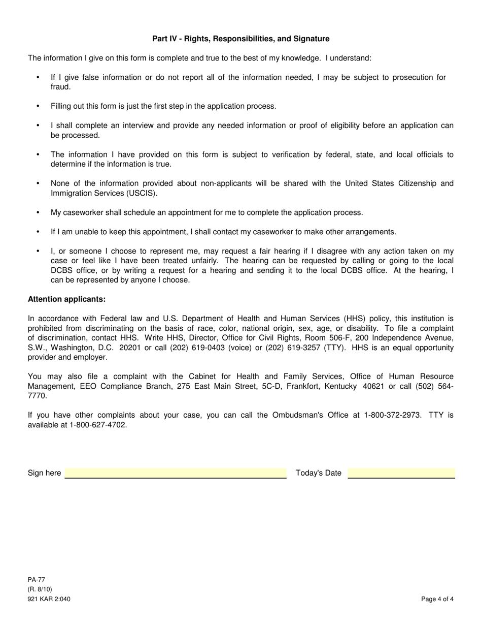 Form PA77 Download Printable PDF or Fill Online Intent to Apply for
