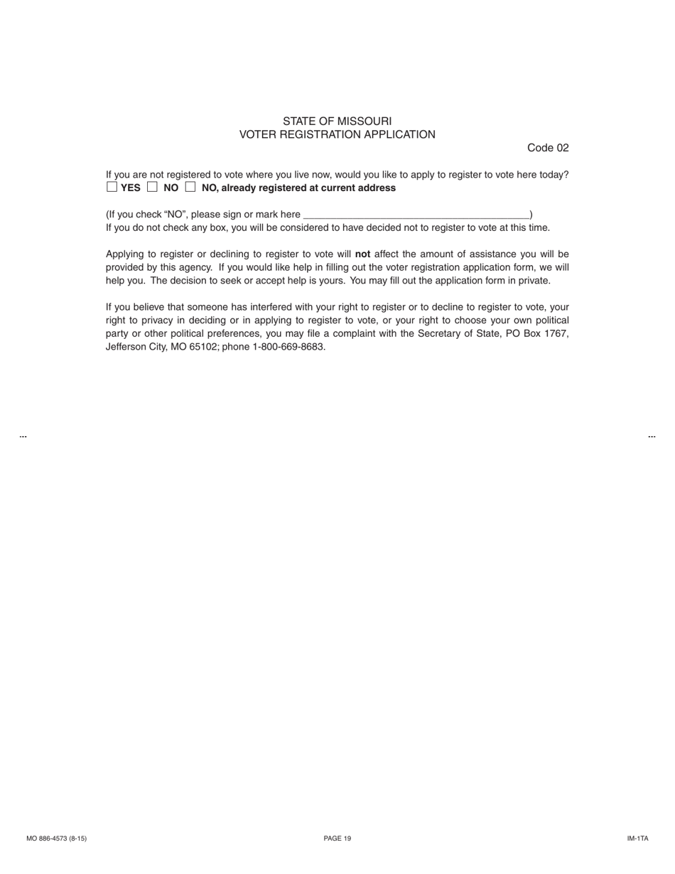 Form 886-4573 Application for Temporary Assistance Cash Benefits - Missouri, Page 20