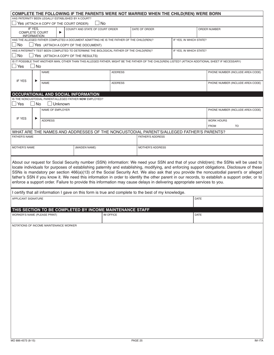 Form 886-4573 Application for Temporary Assistance Cash Benefits - Missouri, Page 26