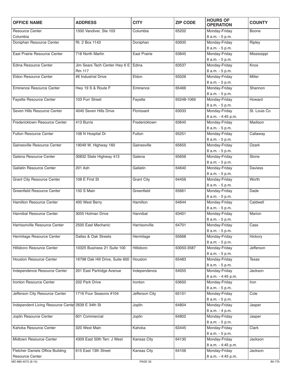 Form 886-4573 Application for Temporary Assistance Cash Benefits - Missouri, Page 31