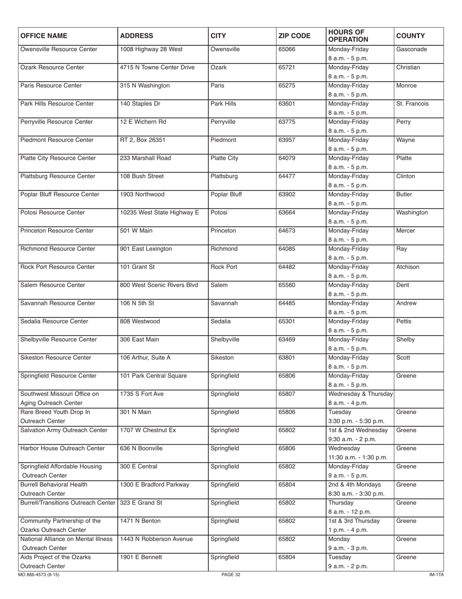 Form 886-4573 Application for Temporary Assistance Cash Benefits - Missouri, Page 33