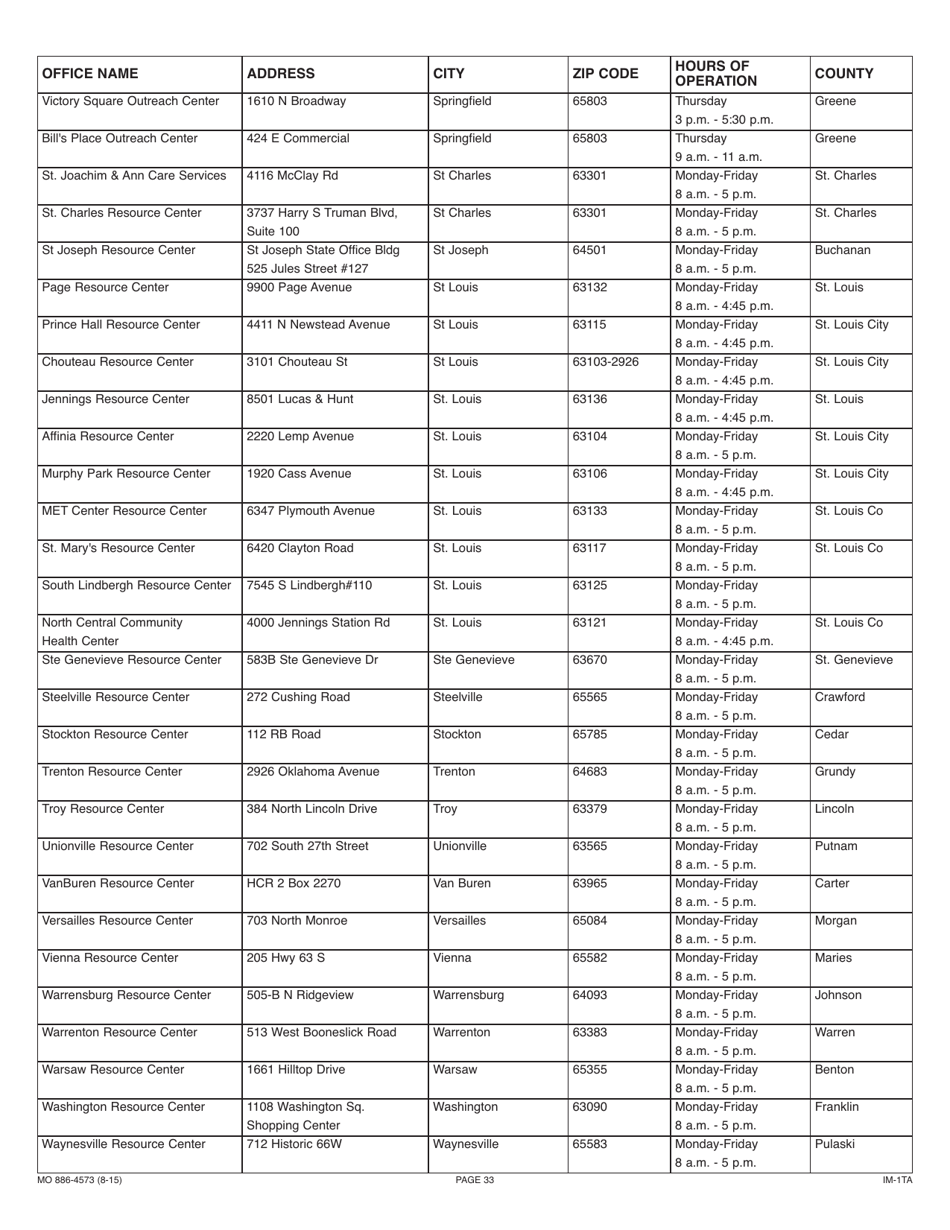 Form 886-4573 Application for Temporary Assistance Cash Benefits - Missouri, Page 34