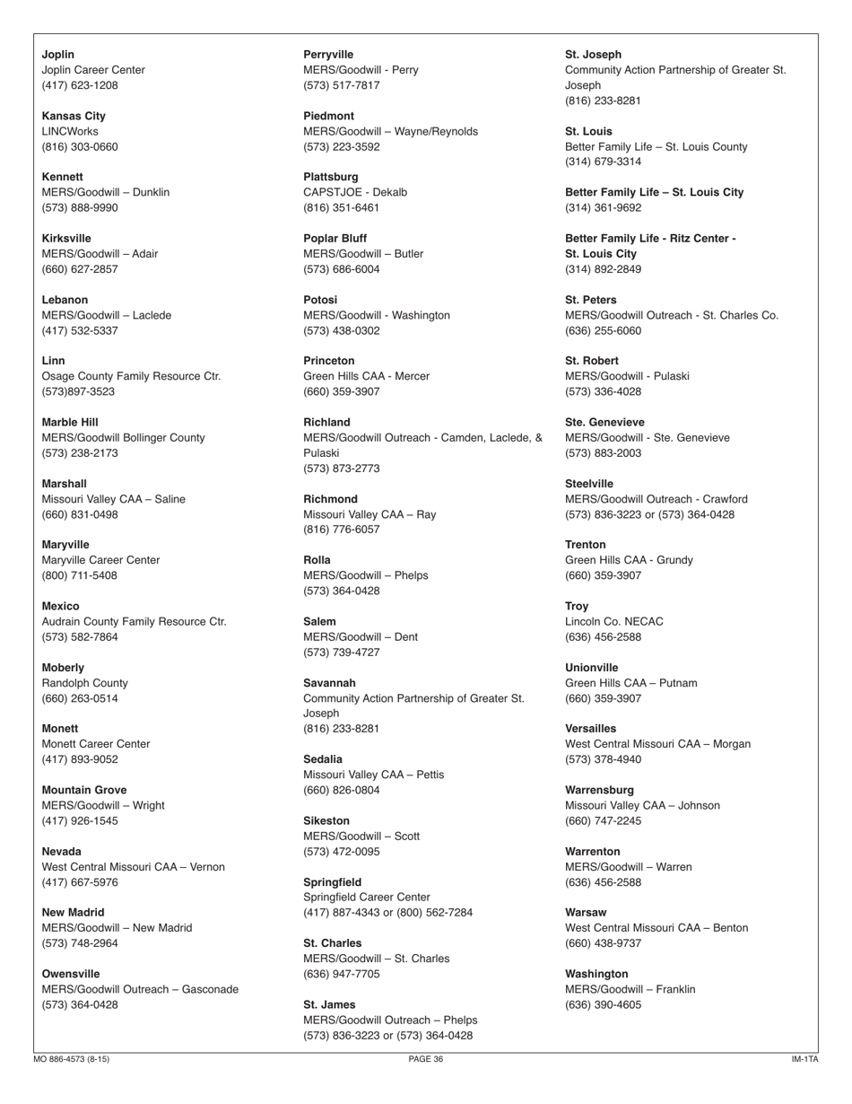 Form 886-4573 Application for Temporary Assistance Cash Benefits - Missouri, Page 37