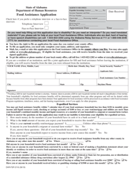 Form DHR-FSP-2116 Food Assistance Application - Alabama
