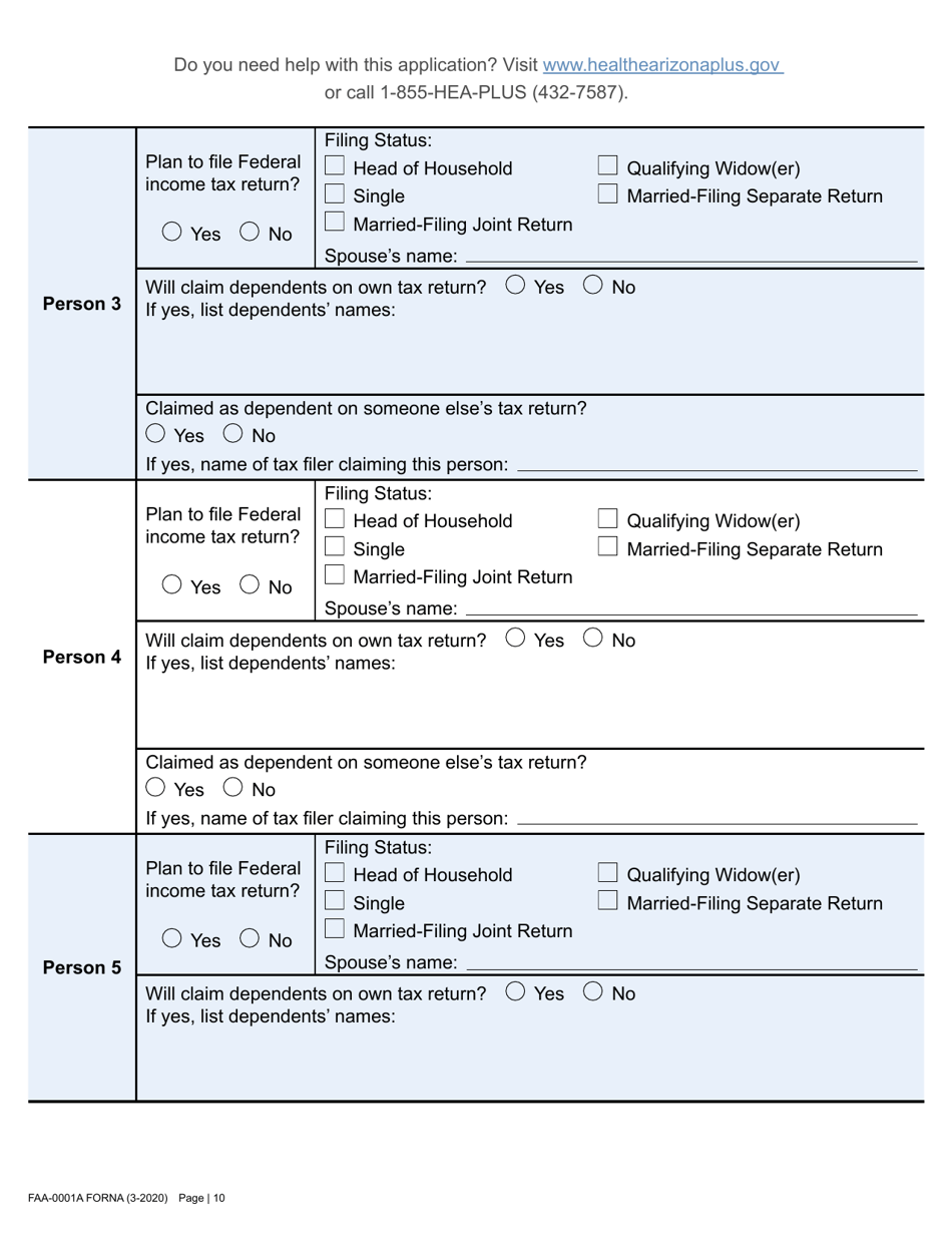 Form FAA-0001A Application for Benefits - Arizona, Page 22