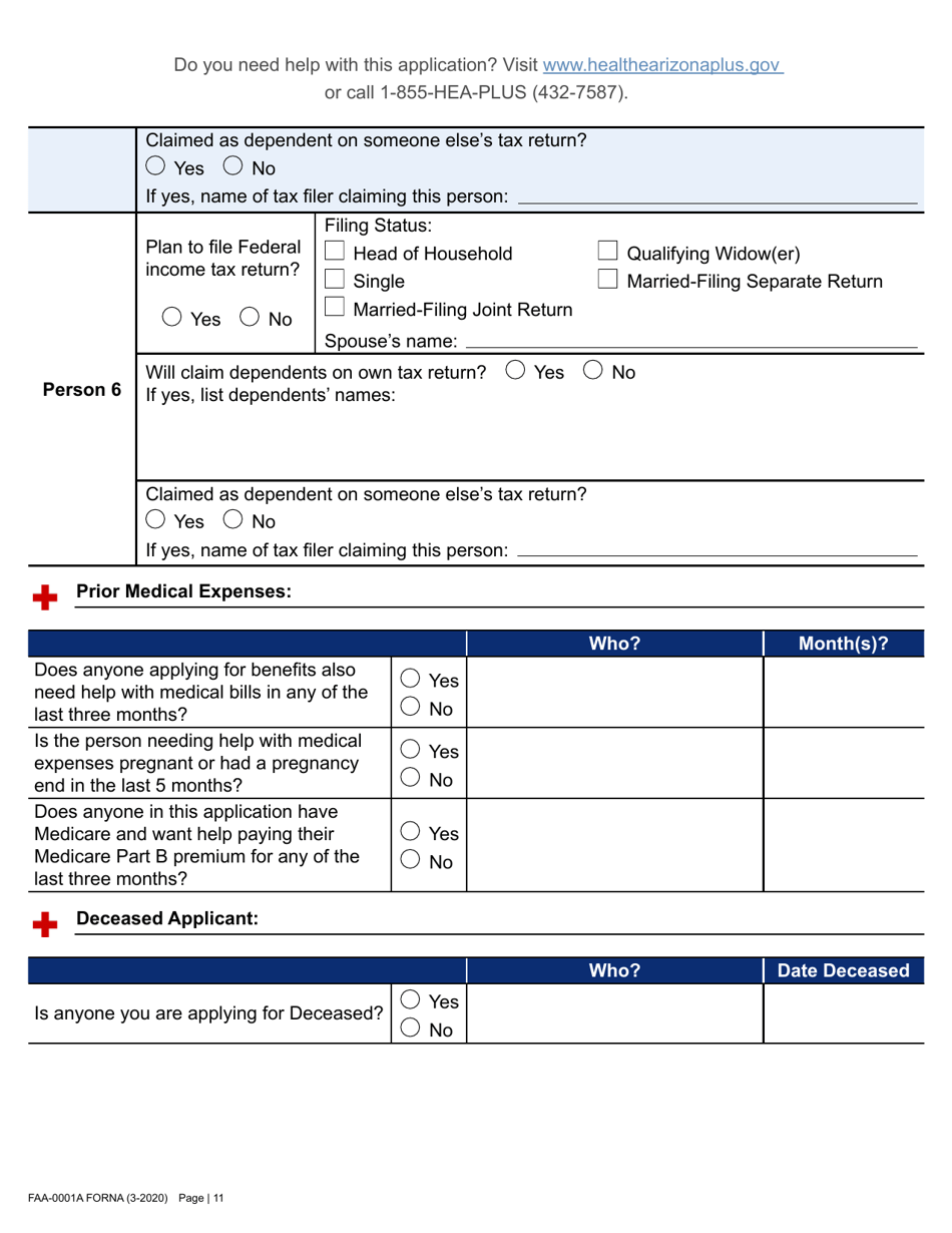 Form FAA-0001A Application for Benefits - Arizona, Page 23