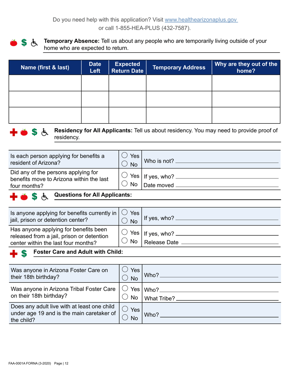 Form FAA-0001A Application for Benefits - Arizona, Page 24