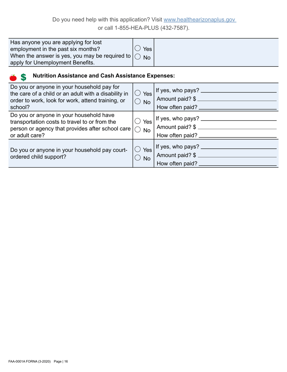 Form FAA-0001A Application for Benefits - Arizona, Page 28