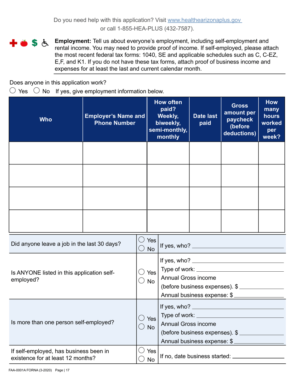 Form FAA-0001A Application for Benefits - Arizona, Page 29