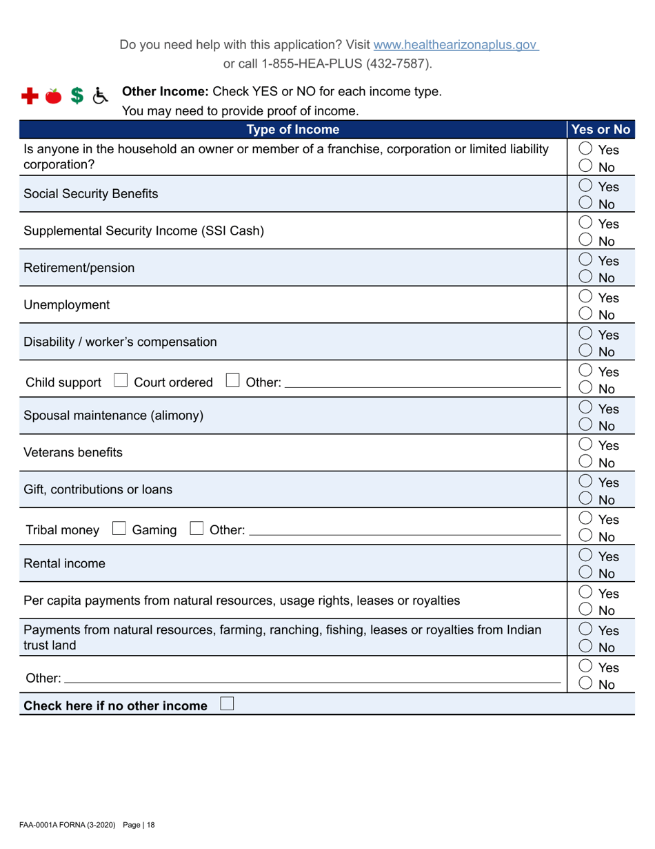 Form FAA-0001A Application for Benefits - Arizona, Page 30