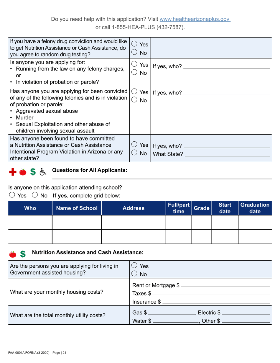 Form FAA-0001A Application for Benefits - Arizona, Page 33