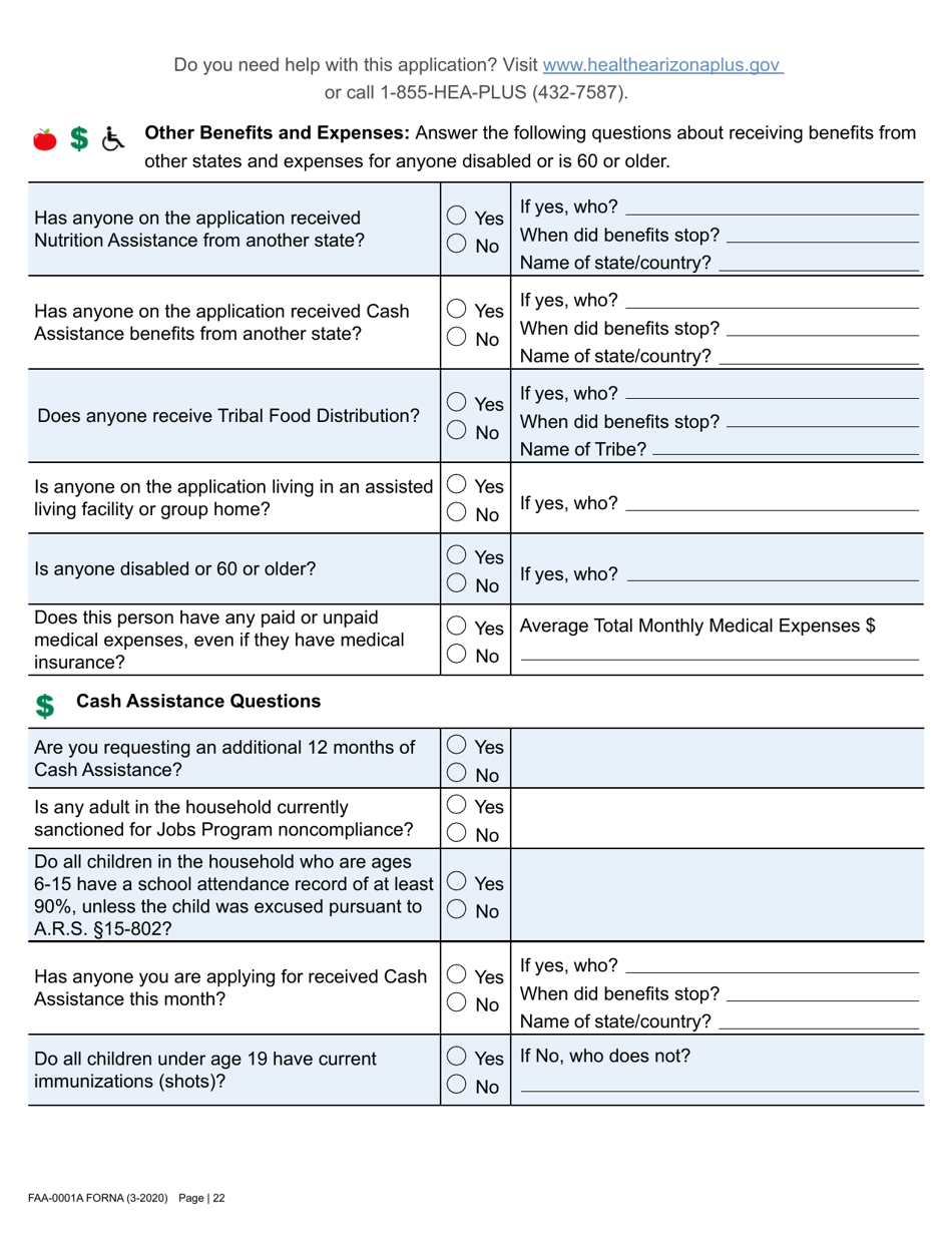 Form FAA-0001A Application for Benefits - Arizona, Page 34