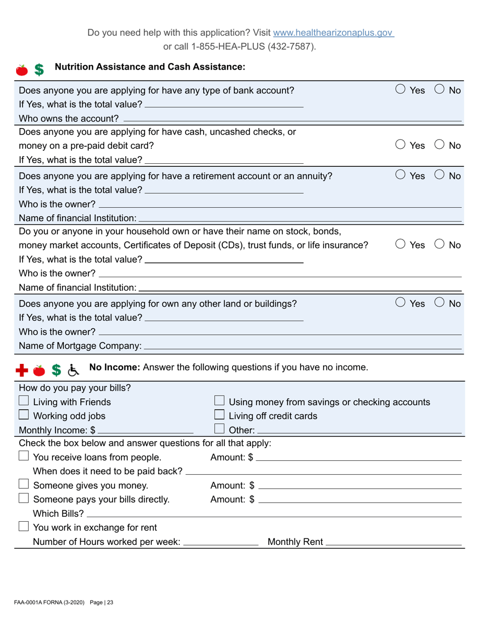 Form FAA-0001A Application for Benefits - Arizona, Page 35