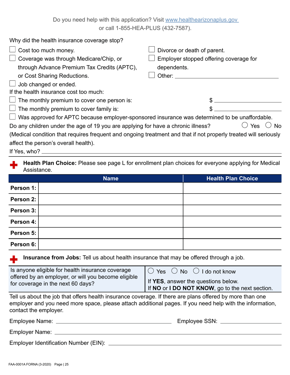 Form FAA-0001A Application for Benefits - Arizona, Page 37