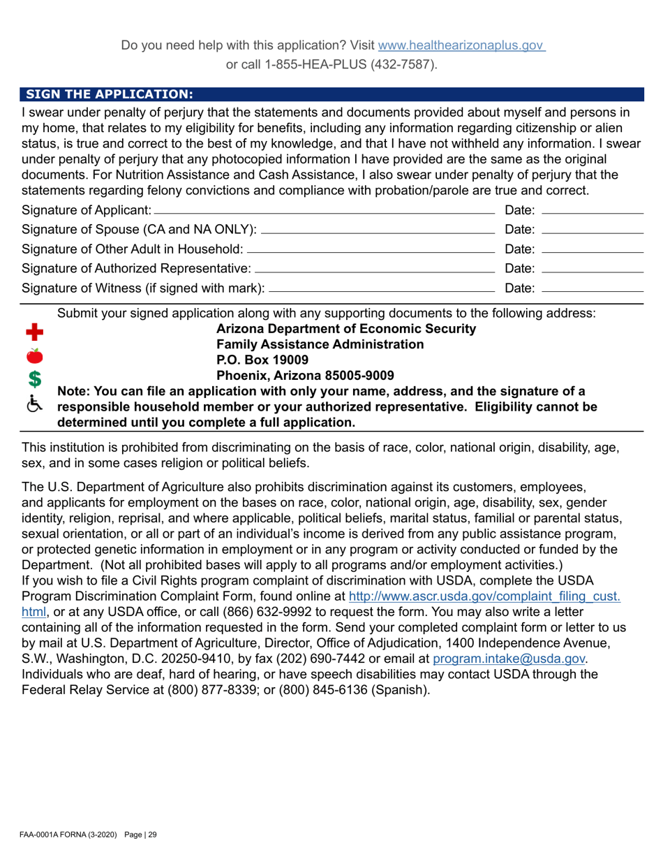 Form FAA-0001A Application for Benefits - Arizona, Page 41