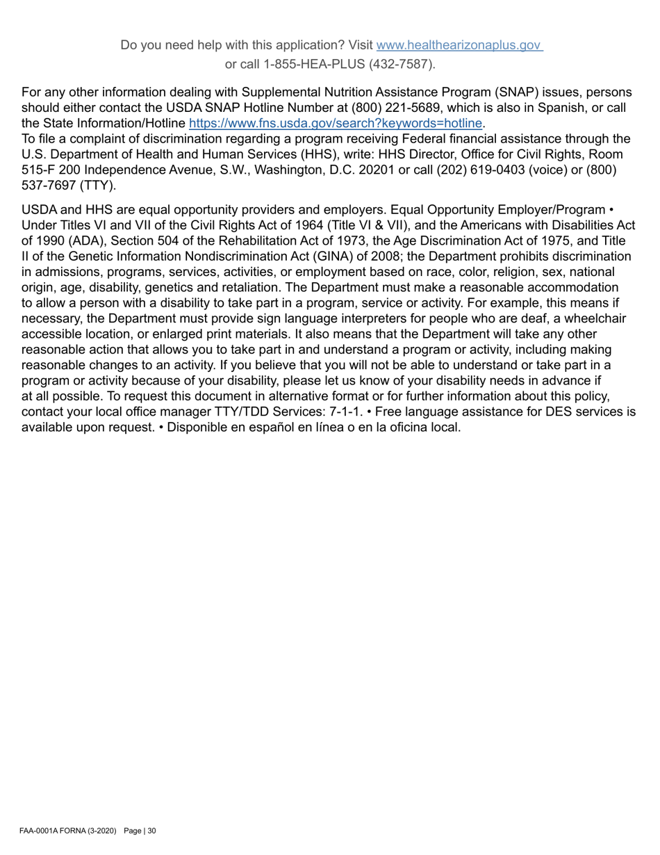 Form FAA-0001A Application for Benefits - Arizona, Page 42