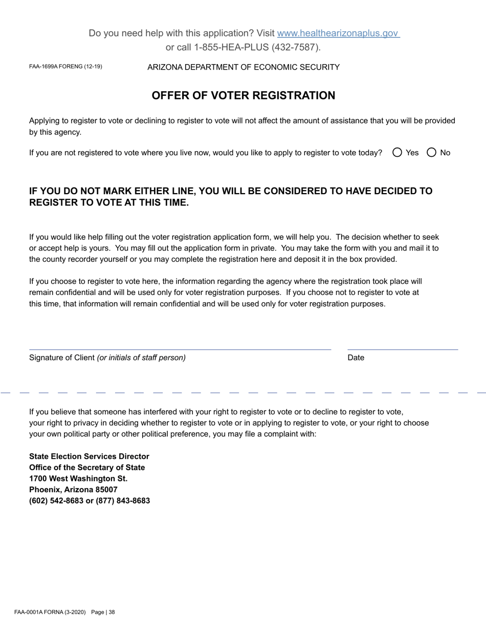 Form FAA-0001A Application for Benefits - Arizona, Page 50