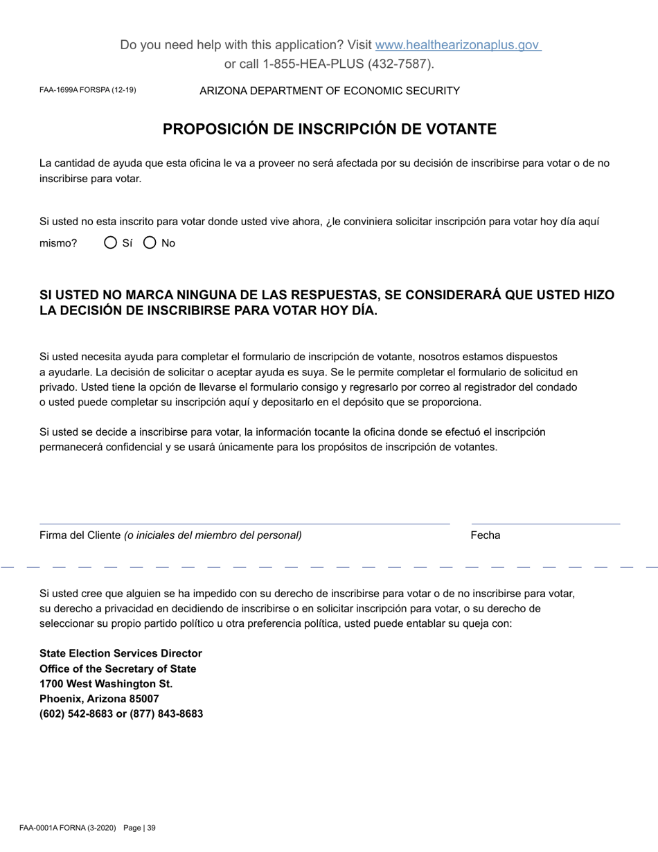 Form FAA-0001A Application for Benefits - Arizona, Page 51