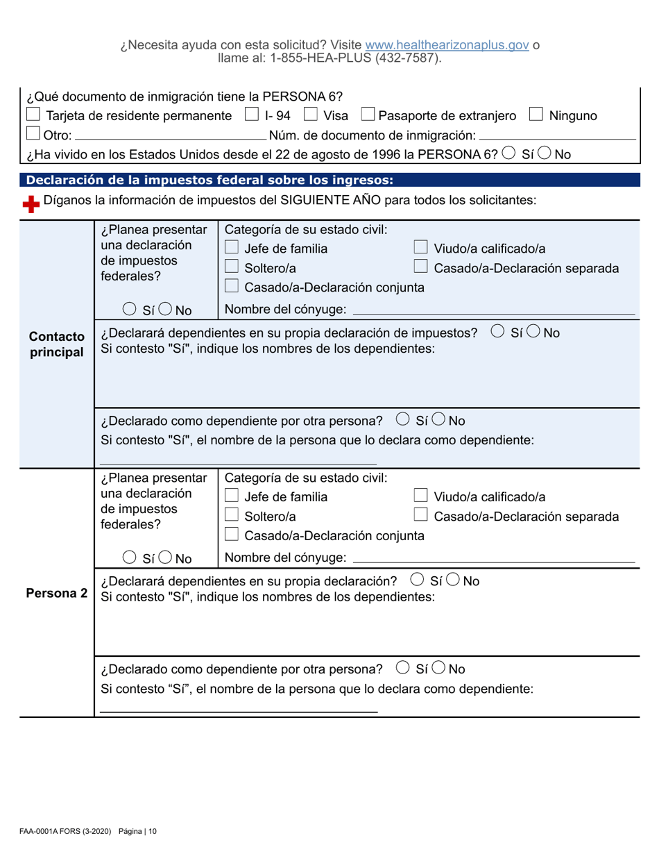 Formulario FAA-0001A Solicitud De Bene Ficios - Arizona (Spanish), Page 22
