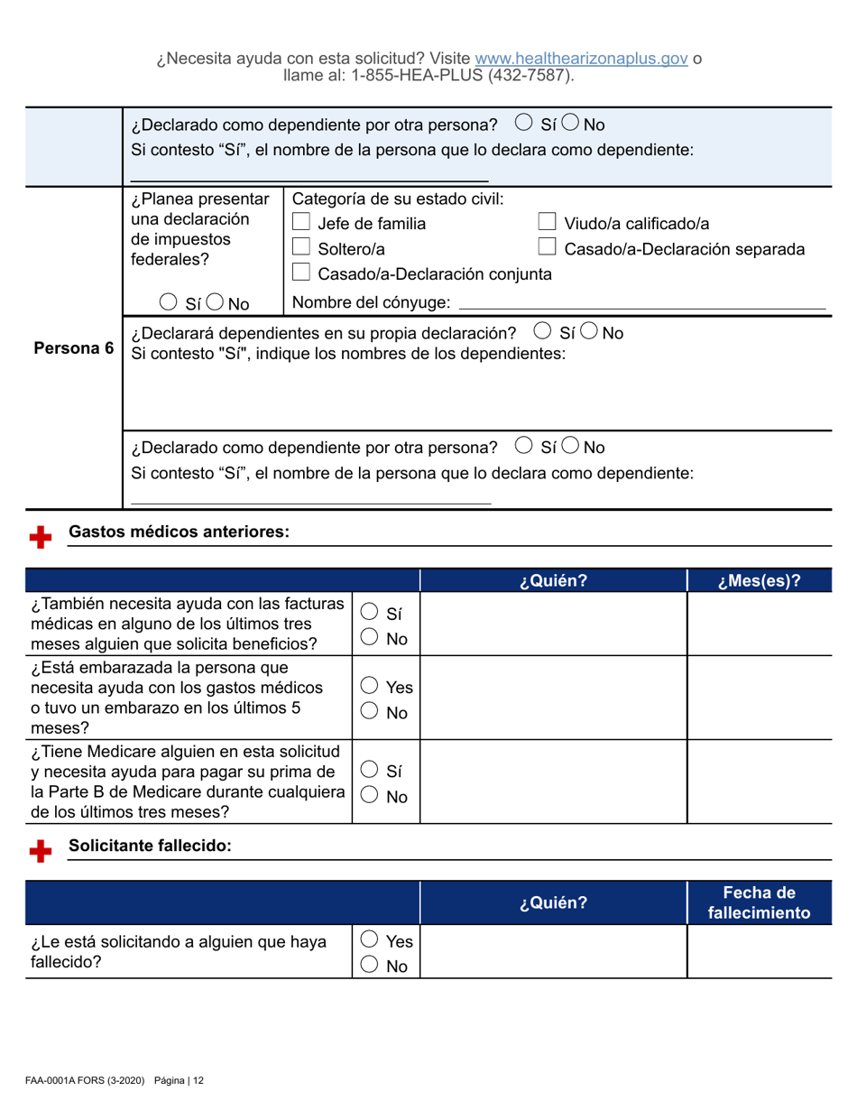 Formulario FAA-0001A Solicitud De Bene Ficios - Arizona (Spanish), Page 24