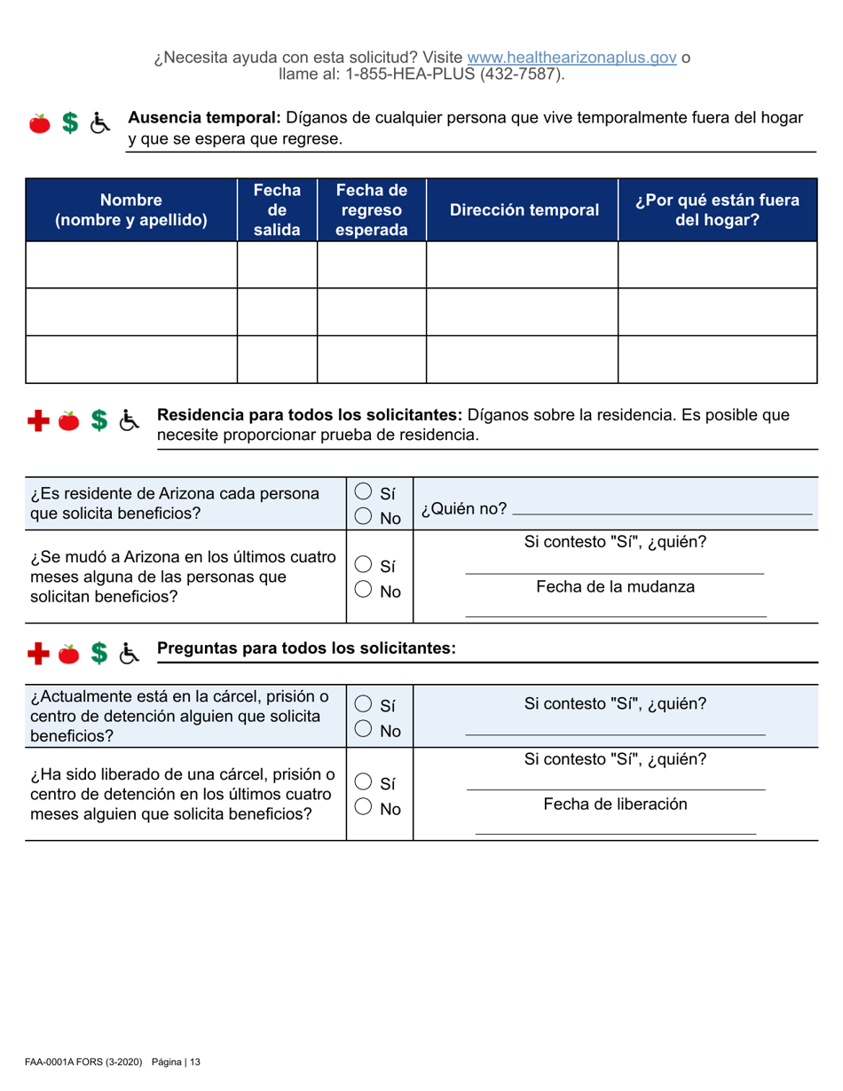 Formulario FAA-0001A Solicitud De Bene Ficios - Arizona (Spanish), Page 25