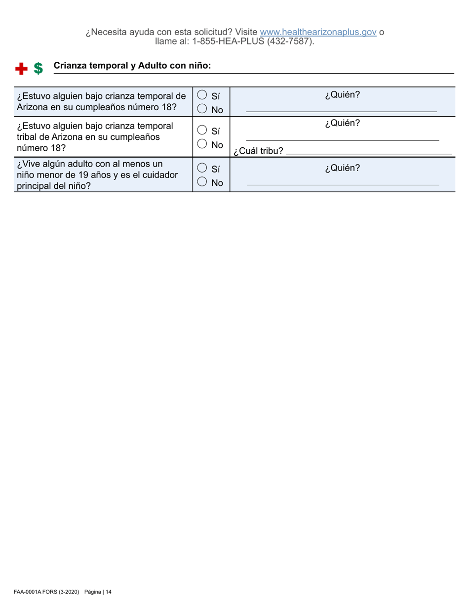Formulario FAA-0001A Solicitud De Bene Ficios - Arizona (Spanish), Page 26