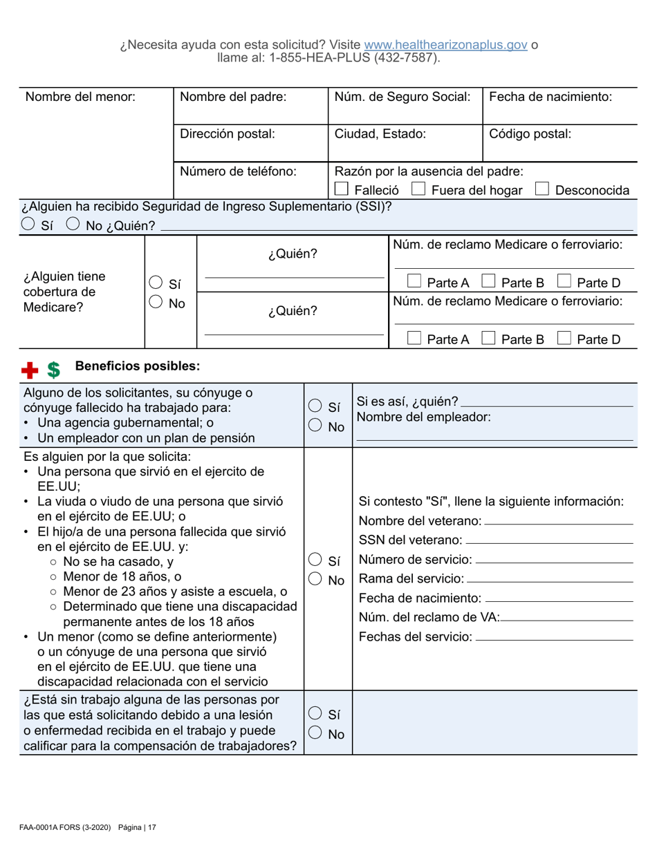 Formulario FAA-0001A Solicitud De Bene Ficios - Arizona (Spanish), Page 29