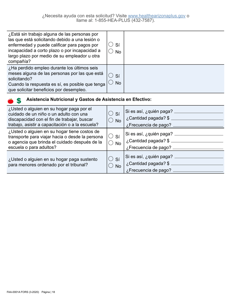 Formulario FAA-0001A Solicitud De Bene Ficios - Arizona (Spanish), Page 30