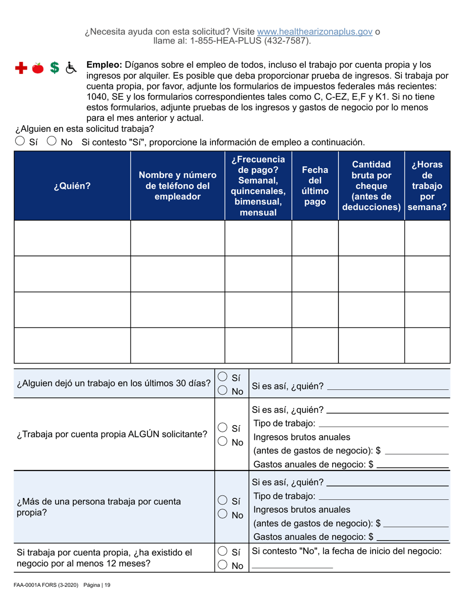 Formulario FAA-0001A Solicitud De Bene Ficios - Arizona (Spanish), Page 31