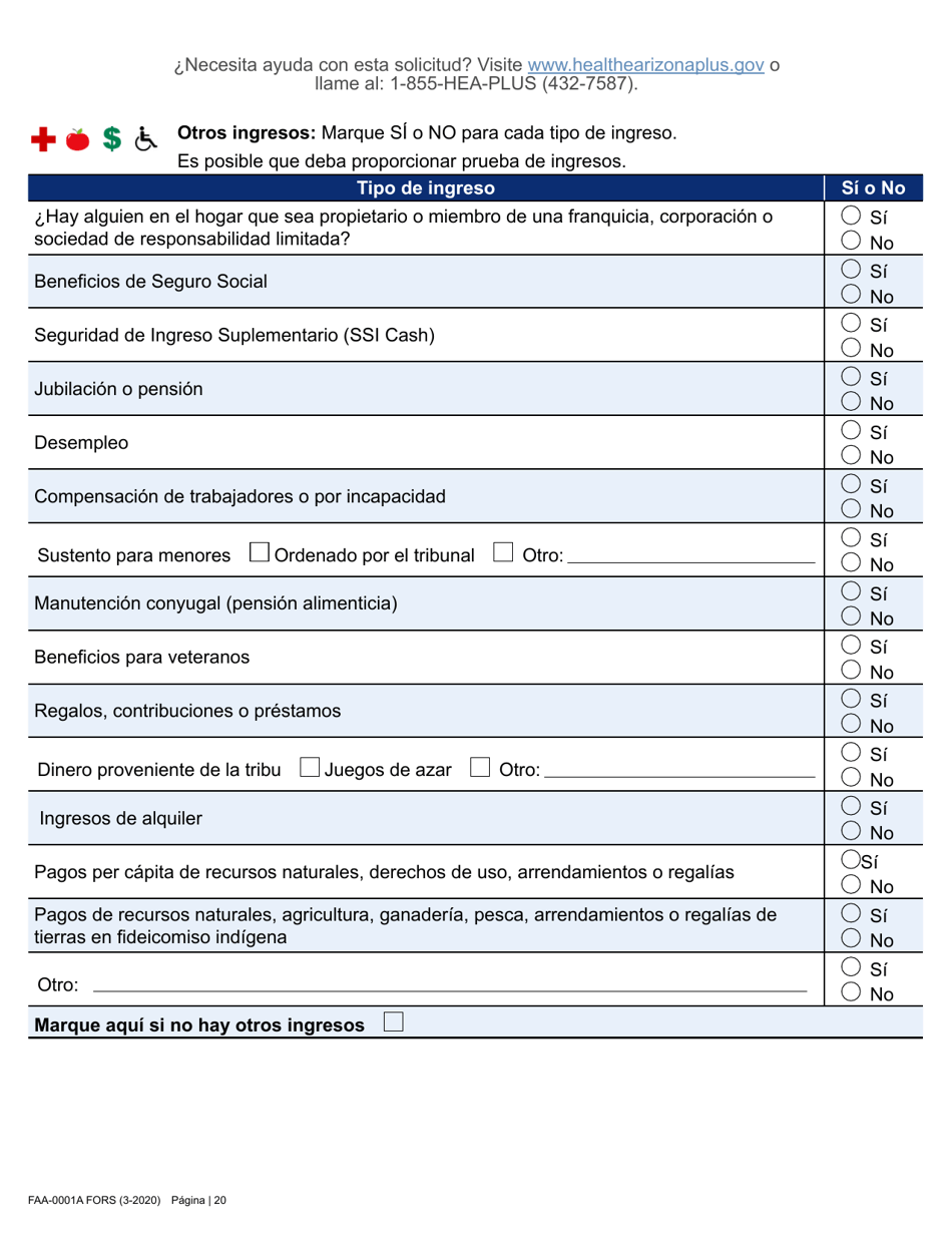 Formulario FAA-0001A Solicitud De Bene Ficios - Arizona (Spanish), Page 32