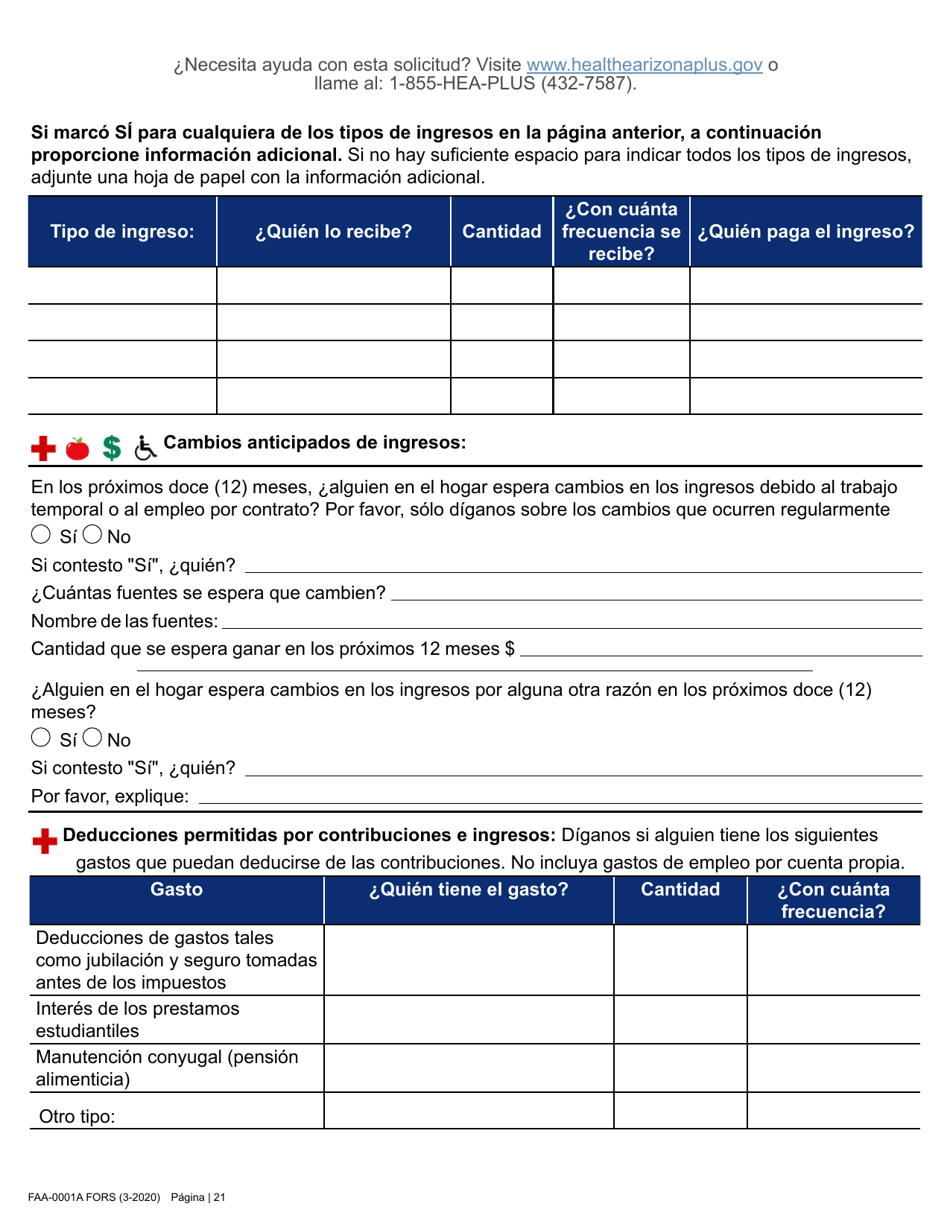 Formulario FAA-0001A Solicitud De Bene Ficios - Arizona (Spanish), Page 33