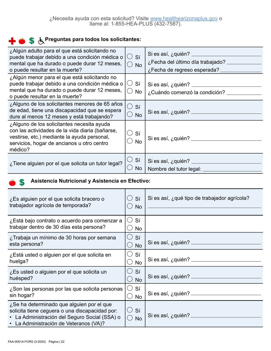 Formulario FAA-0001A Solicitud De Bene Ficios - Arizona (Spanish), Page 34