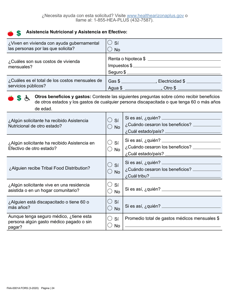 Formulario FAA-0001A Solicitud De Bene Ficios - Arizona (Spanish), Page 36