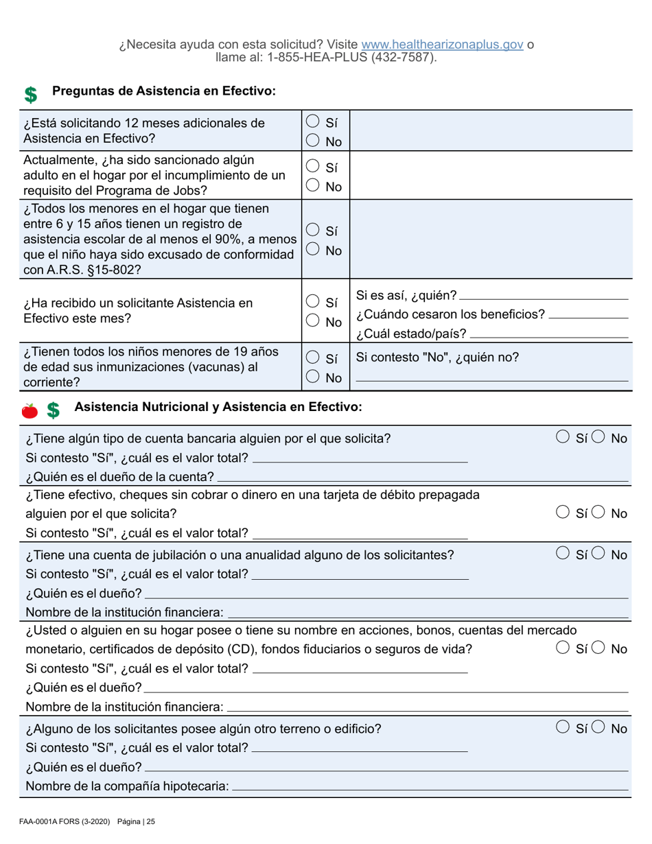 Formulario FAA-0001A Solicitud De Bene Ficios - Arizona (Spanish), Page 37