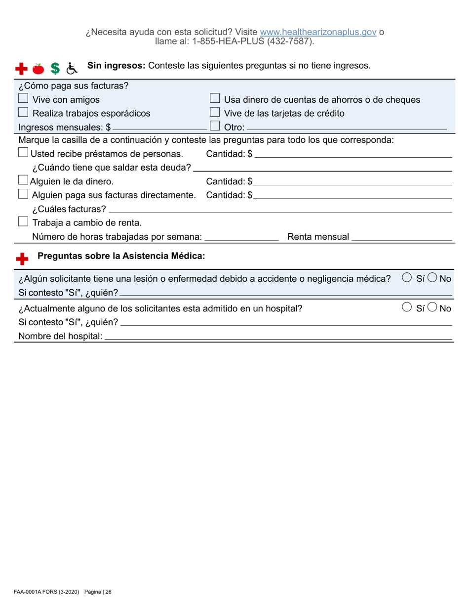 Formulario FAA-0001A Solicitud De Bene Ficios - Arizona (Spanish), Page 38