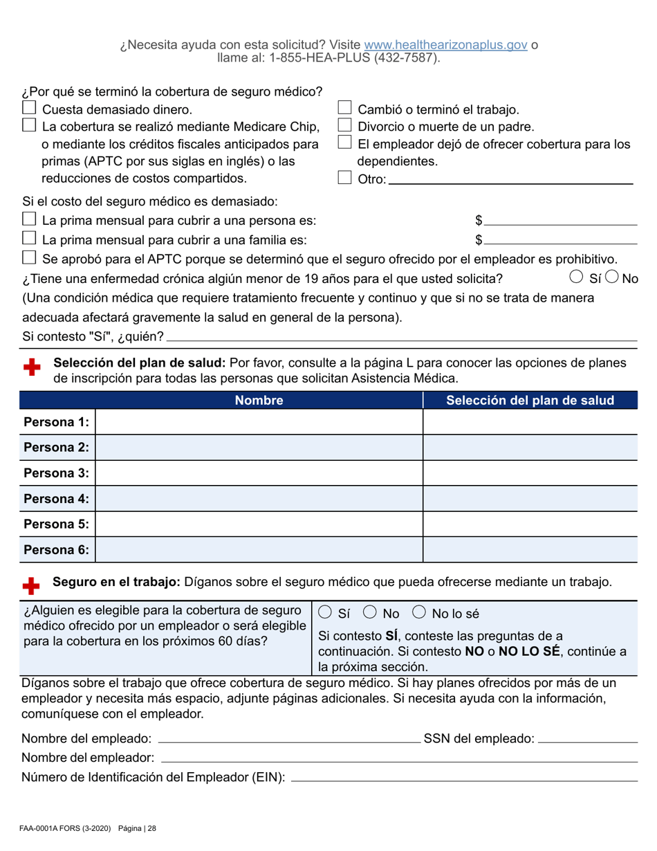 Formulario FAA-0001A Solicitud De Bene Ficios - Arizona (Spanish), Page 40