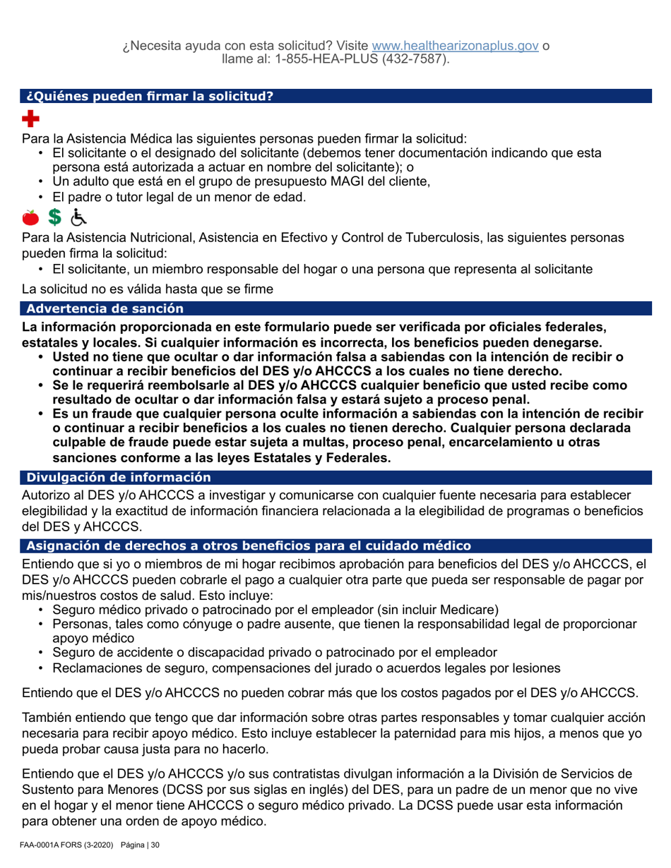 Formulario FAA-0001A Solicitud De Bene Ficios - Arizona (Spanish), Page 42