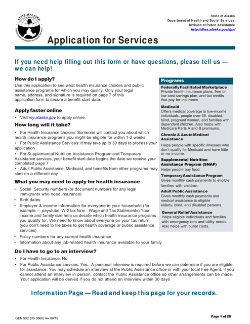 Form GEN50C (06-3860) Application for Services - Alaska