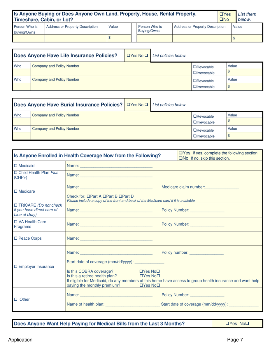 Application for Public Assistance - Colorado, Page 7