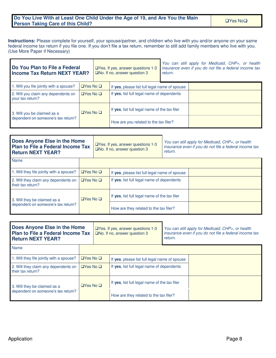 Application for Public Assistance - Colorado, Page 8