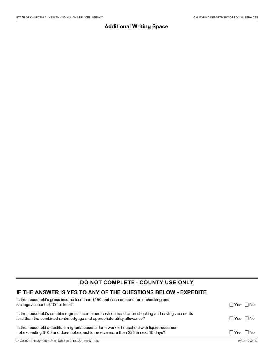 Form CF285 Application for CalFresh Benefits - California, Page 18