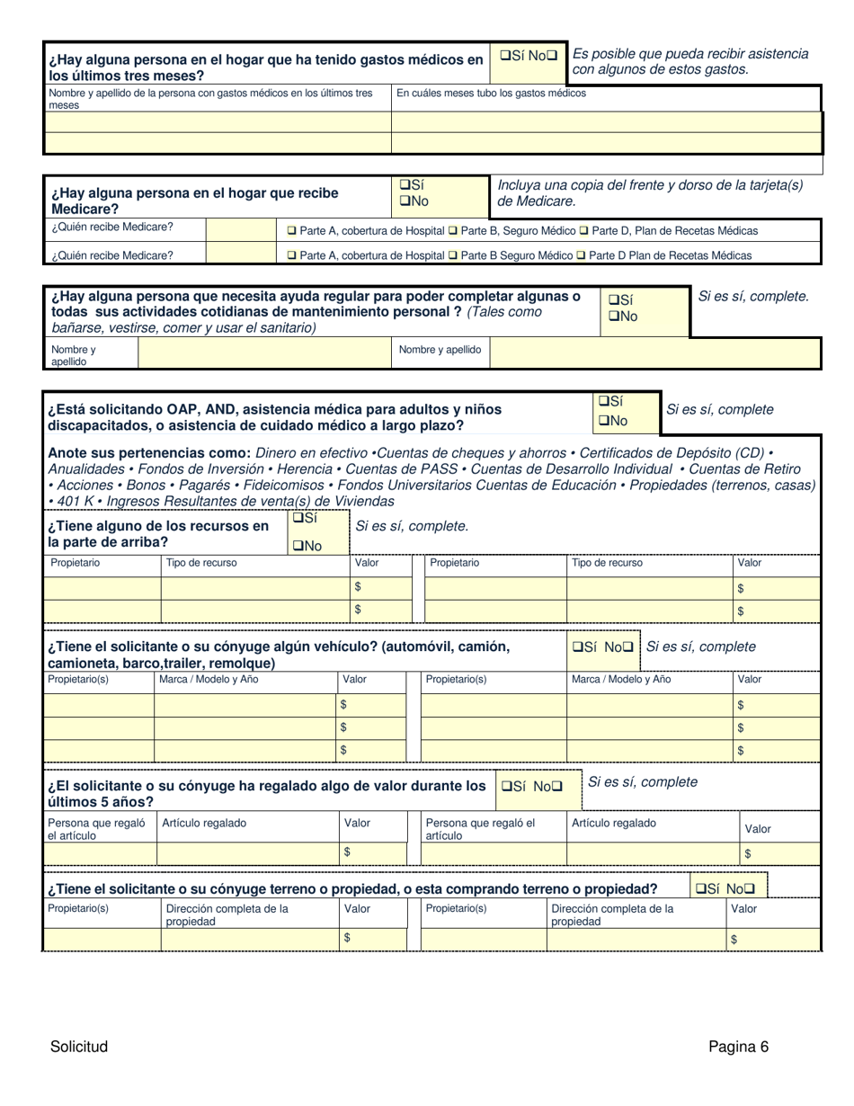 Solicitud De Asistencia Publica - Colorado (Spanish), Page 6