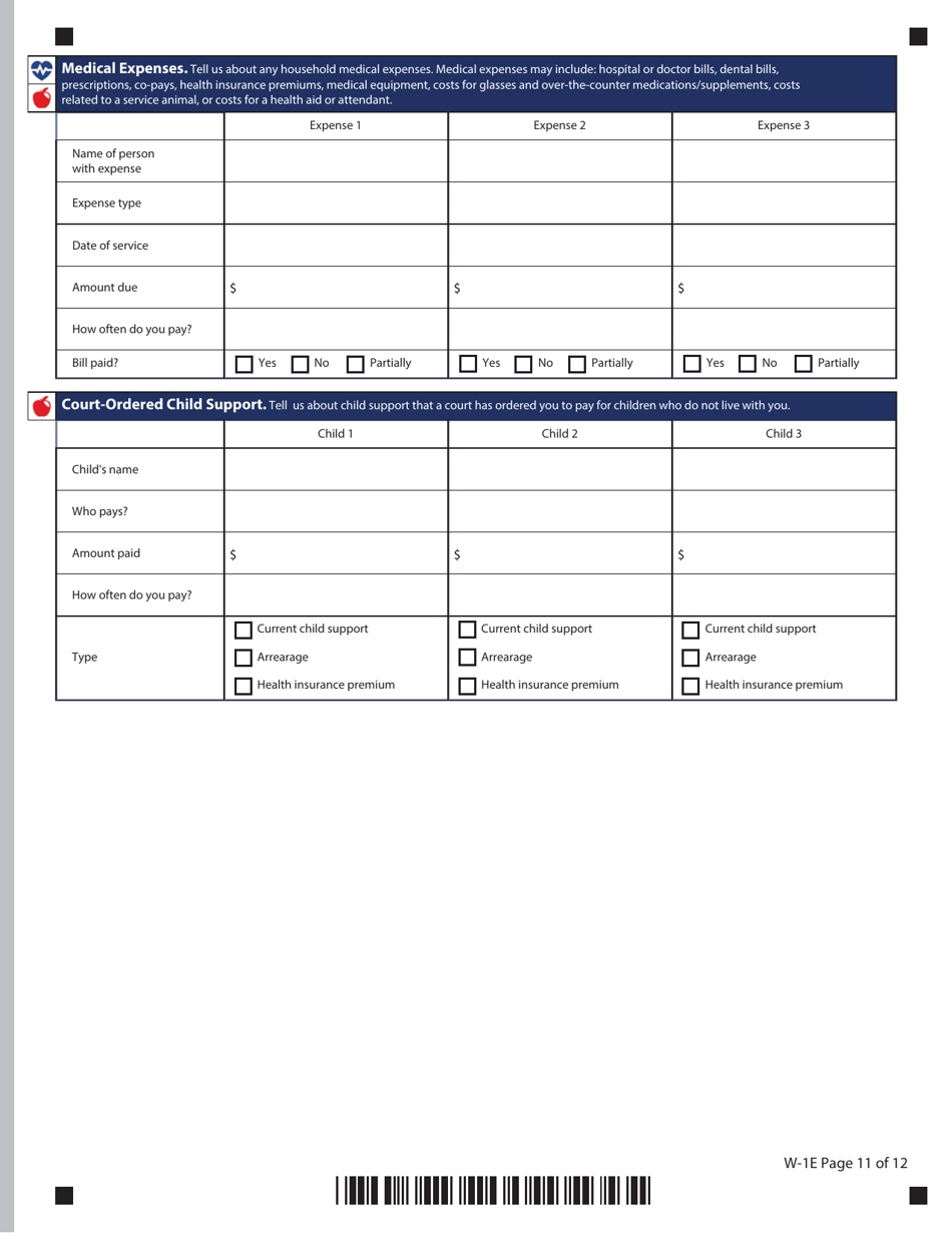 Form W-1E Download Printable PDF Or Fill Online Application For ...