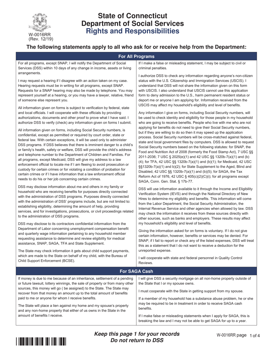 Form W-1E Application for Benefits - Connecticut, Page 19