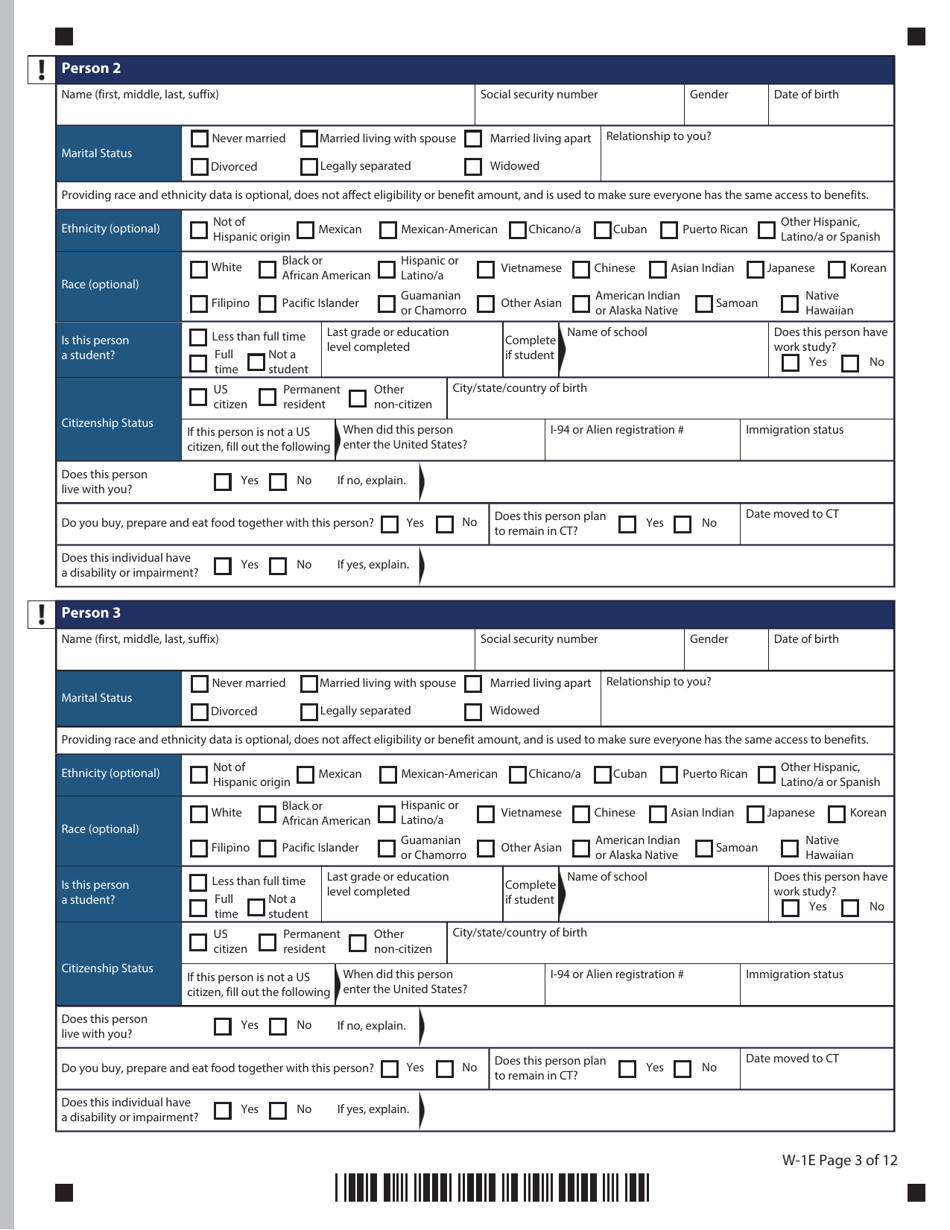 Form W-1E Application for Benefits - Connecticut, Page 7