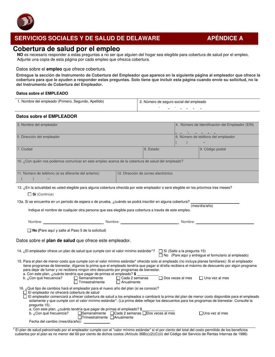 Formulario 100 Solicitud De Prestaciones De Alimentos, Asistencia Monetaria, Asistencia Medica Y De Guarderia - Delaware (Spanish), Page 16