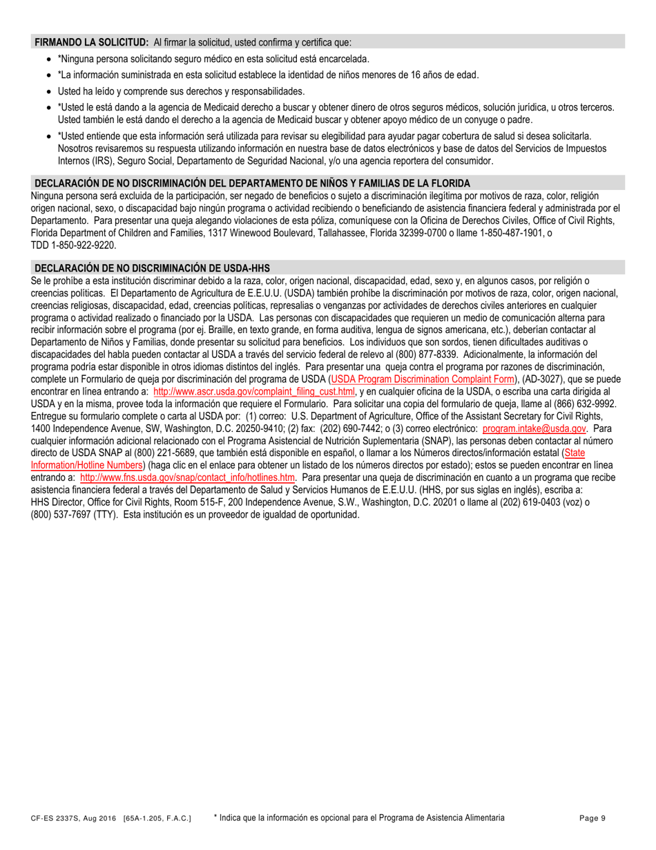 Formulario CF-ES2337S Solicitud De Access Florida - Florida (Spanish), Page 11