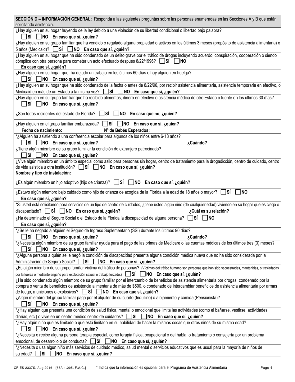 Formulario CF-ES2337S Solicitud De Access Florida - Florida (Spanish), Page 6